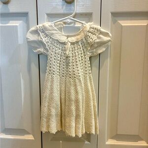 Charming White Crochet Girls Dress